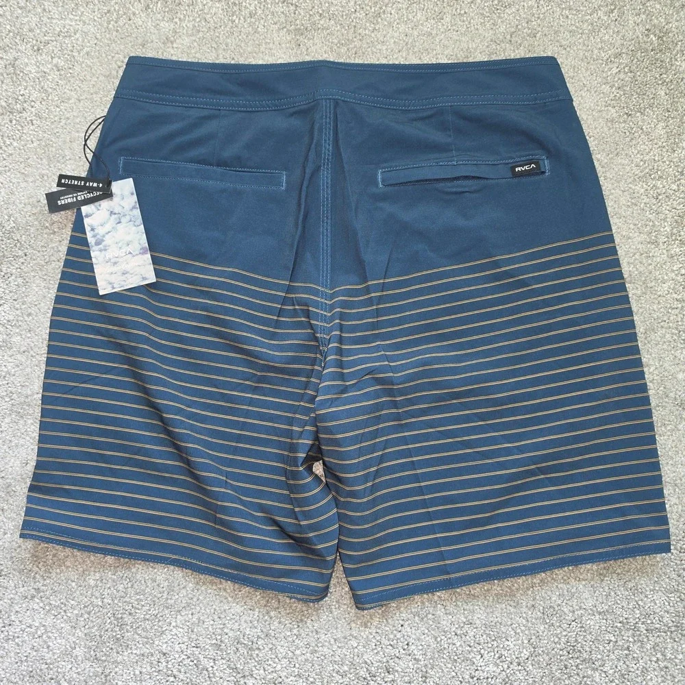 RVCA Mens Curren Caples Special Edition Board Shorts Blue Striped Size 32 NWT